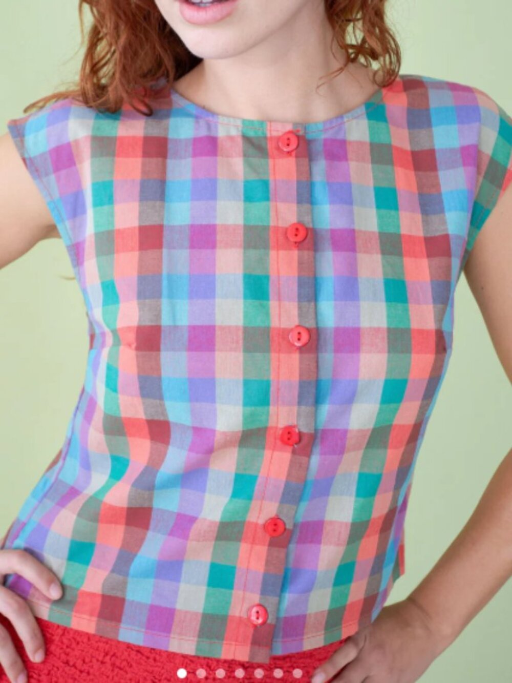 Madeline Top Lisa Says Gah - Colorburst Plaid - XS and SMALL ONLY